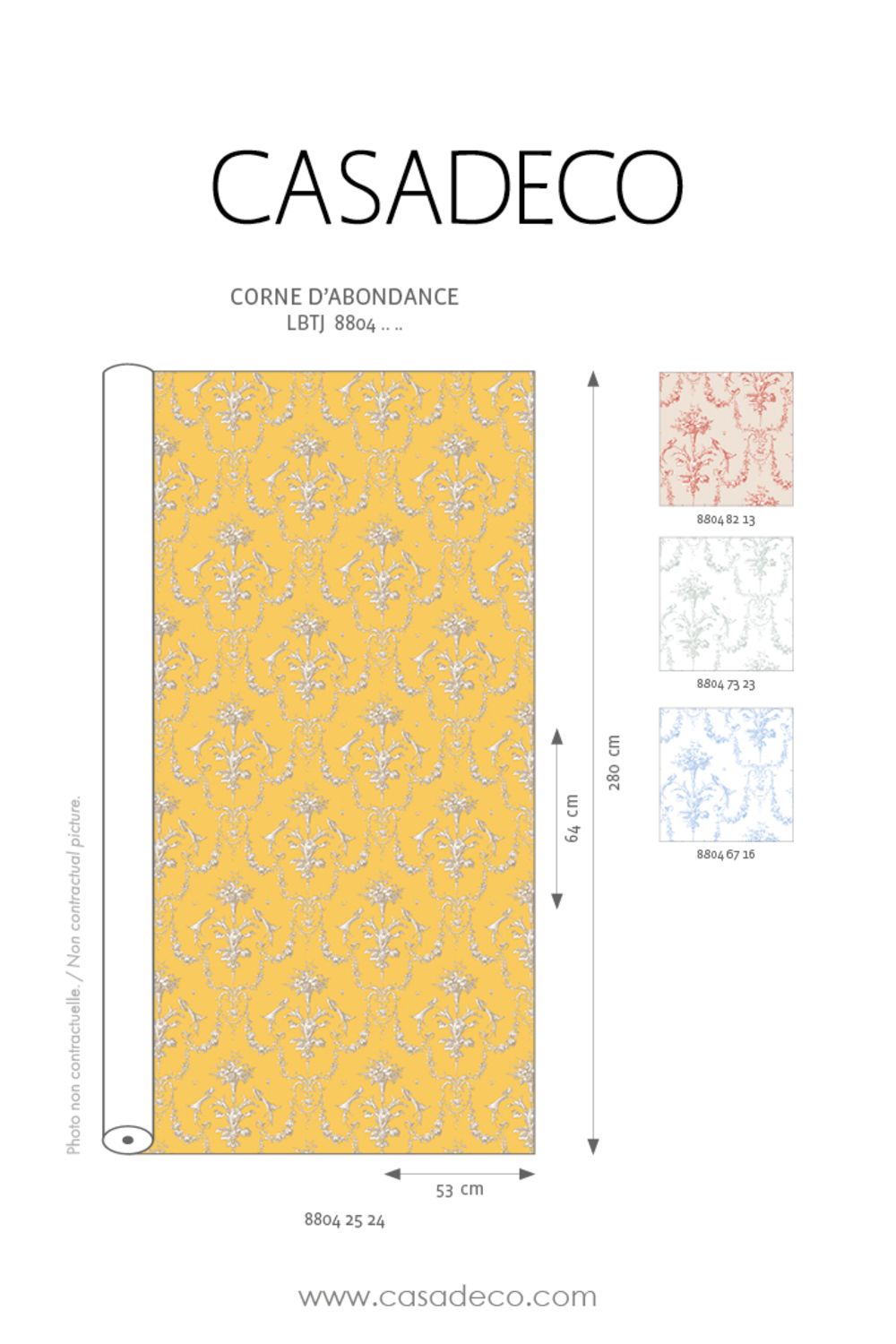 Camengo Tissu Corne D'Abondance Fabric - Jaune Soleil - Les Belles Toiles De Jouy Tissus Collection - 88042524